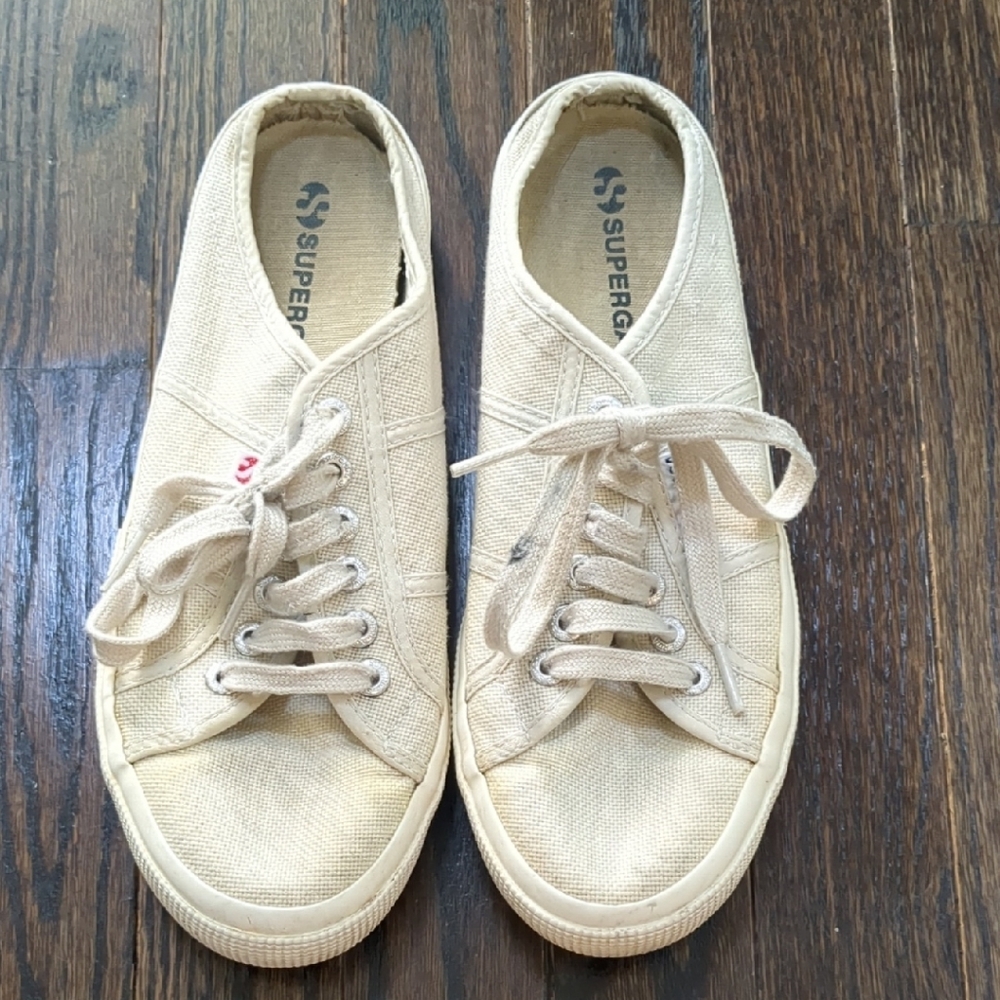 Superga Light Tan Canvas Mule Sneakers